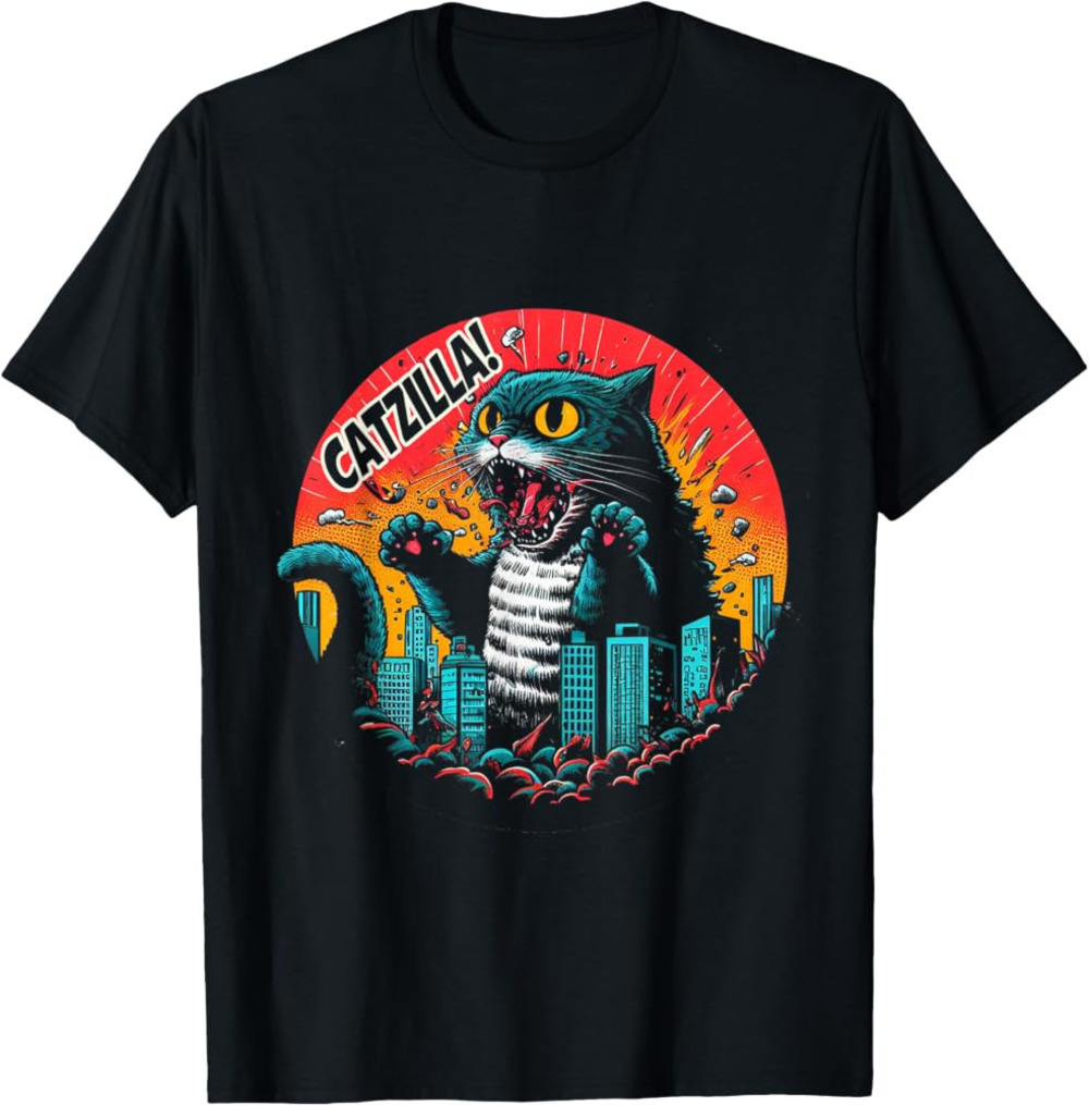 Funny Cat Japanese Catzilla T Shirt